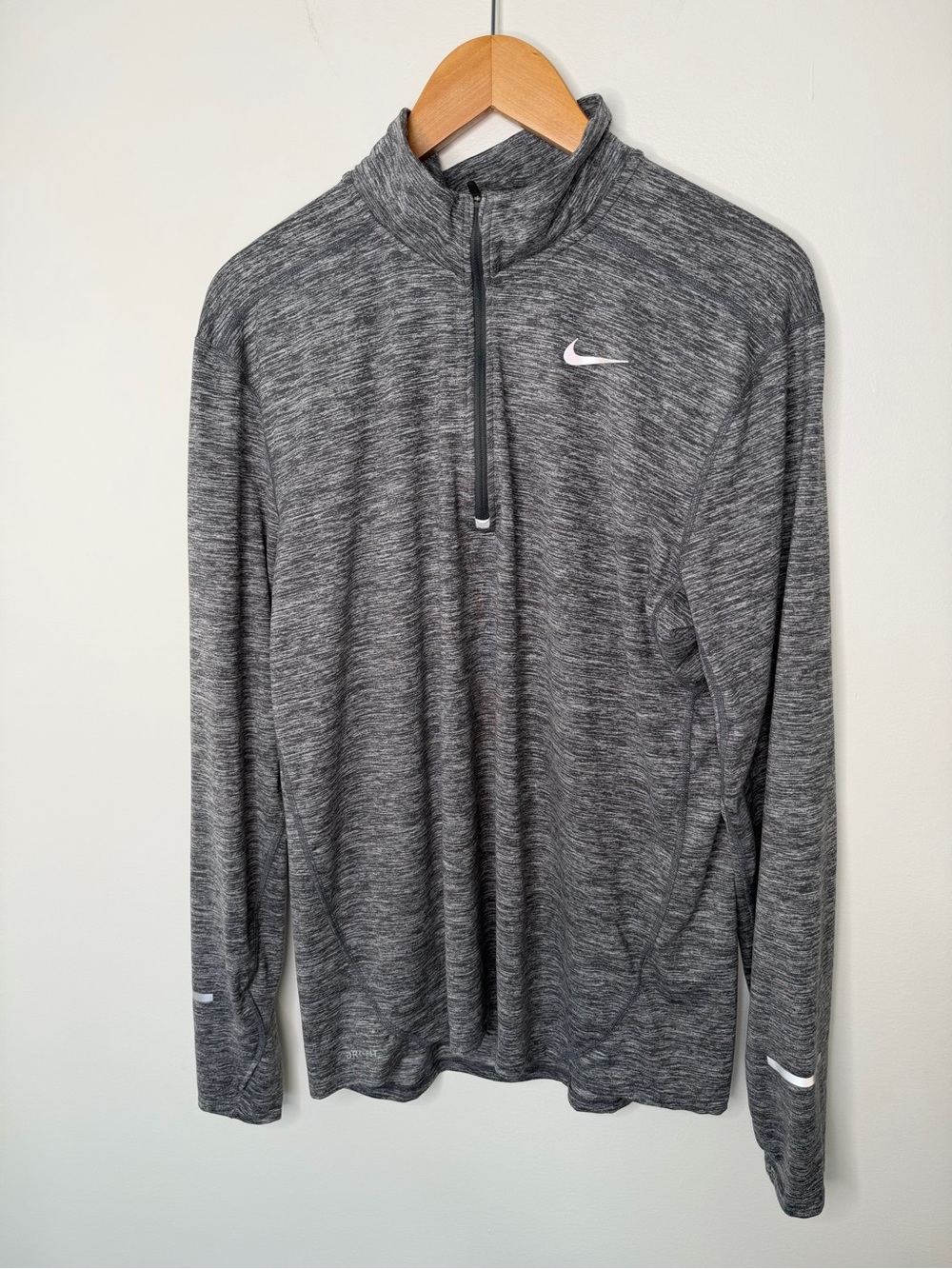 Nike Dri-FIT Running Element 1/4 Zip Pullover Gray Heather Reflective Jacket L